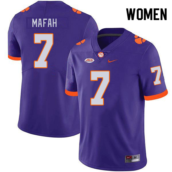 Women #7 Phil Mafah Clemson Tigers College Football Jerseys Stitched-Purple - Click Image to Close